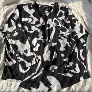 Beautiful cow print blouse/top. Black and white.